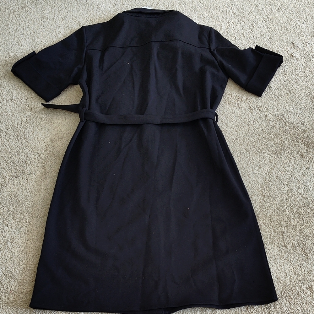 Elegant Black Belted Shirt Dress - Picture 6 of 9